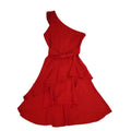 Les Petites 90's Red One Shoulder Ruffle Midi Length Dress UK Women's Size S