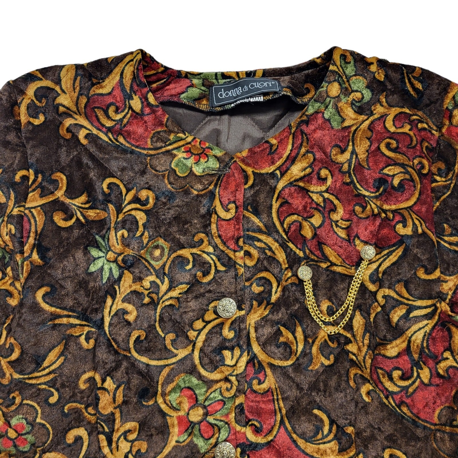 Donna Di Cuori 90s Vintage Brown Pink Floral Dress Jacket Uk Women's Size 8/10