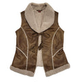 Olsen Vintage 90's Brown Faux Fur Waistcoat Uk Women's Size 12
