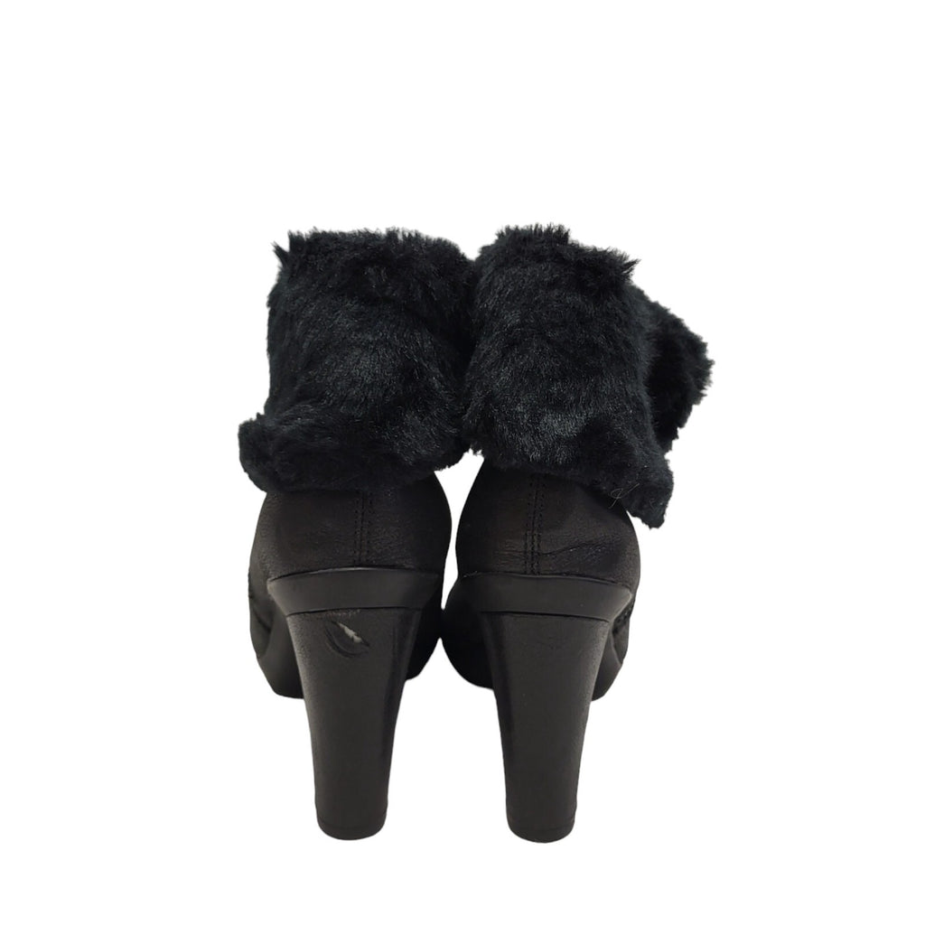 Geox Respira Black Zip Ankle Fur Patent Leather Boots Women's UK 7 