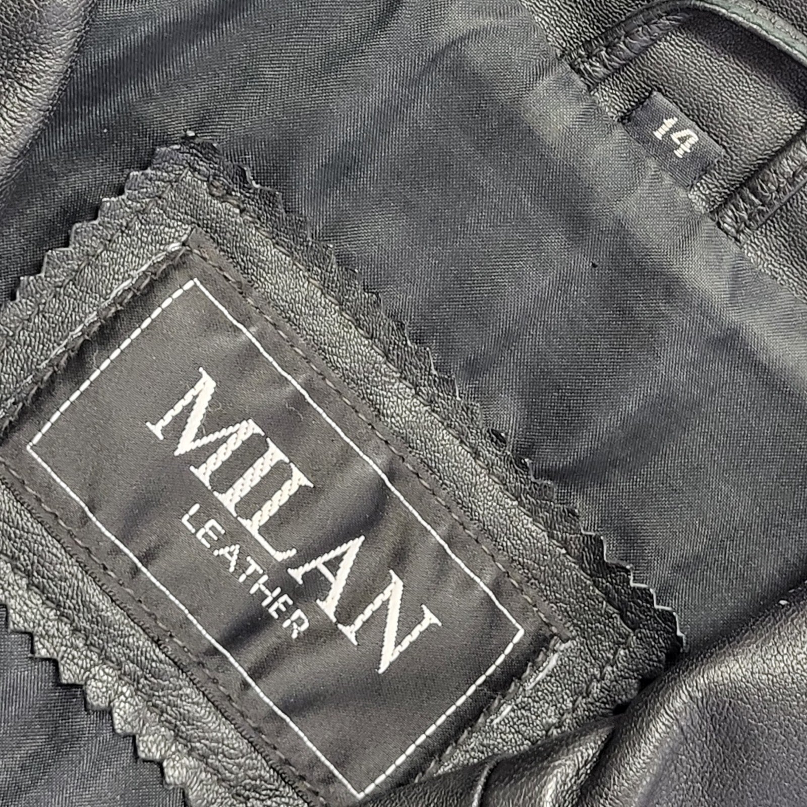 Milan Leather 90s Vintage Black Button Leather Jacket Uk Women's Size 14