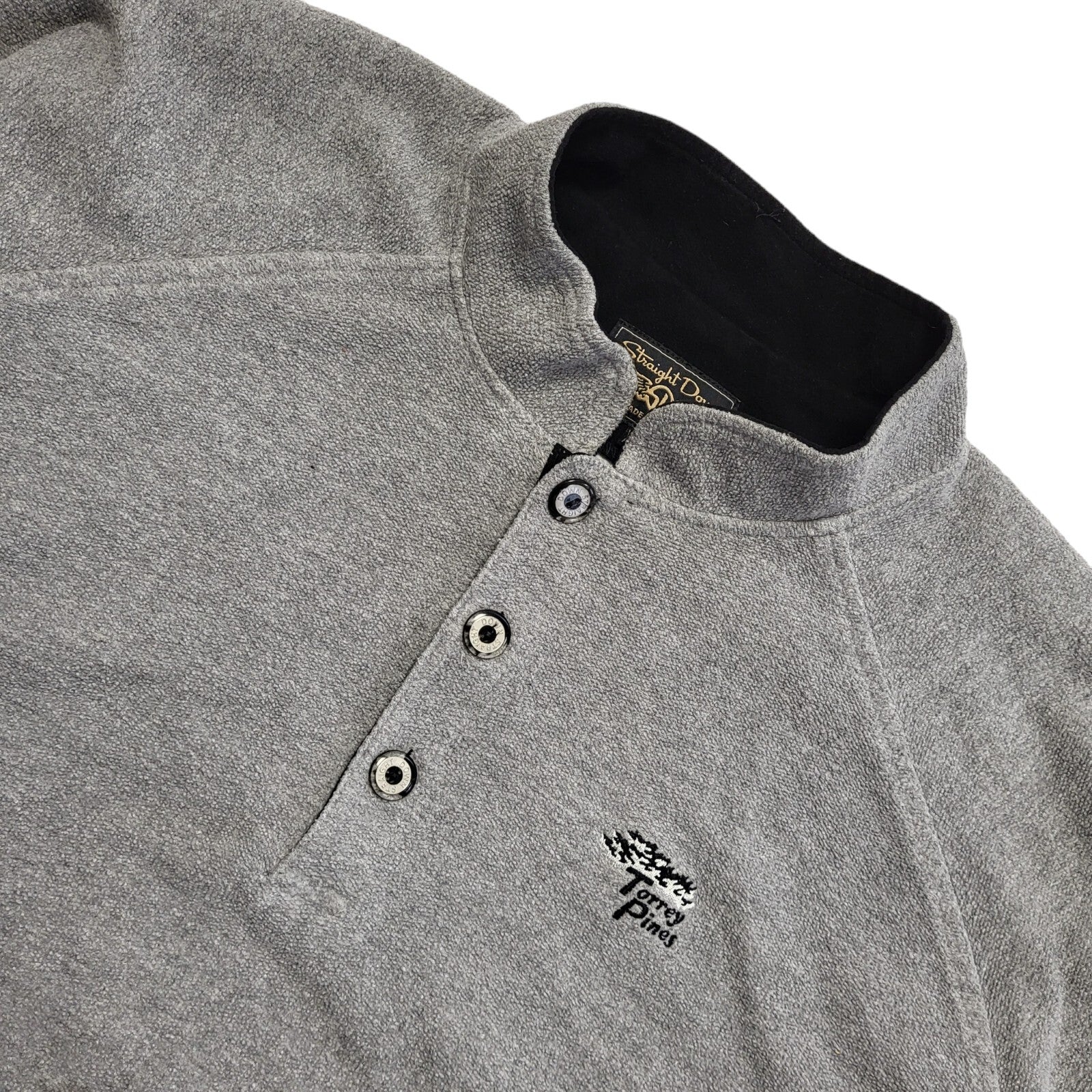 Straight Down Grey Vintage 80's 1/4 Button Sweatshirt Mens UK Size XXL