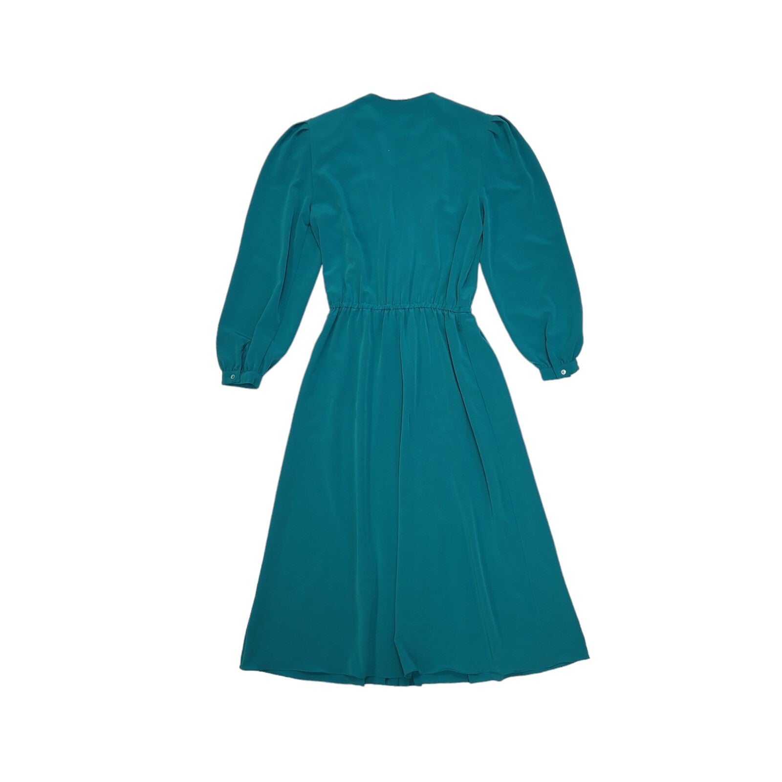Parigi 80s Vintage Teal Ruffled Front Fit & Flare Dress Women's 10