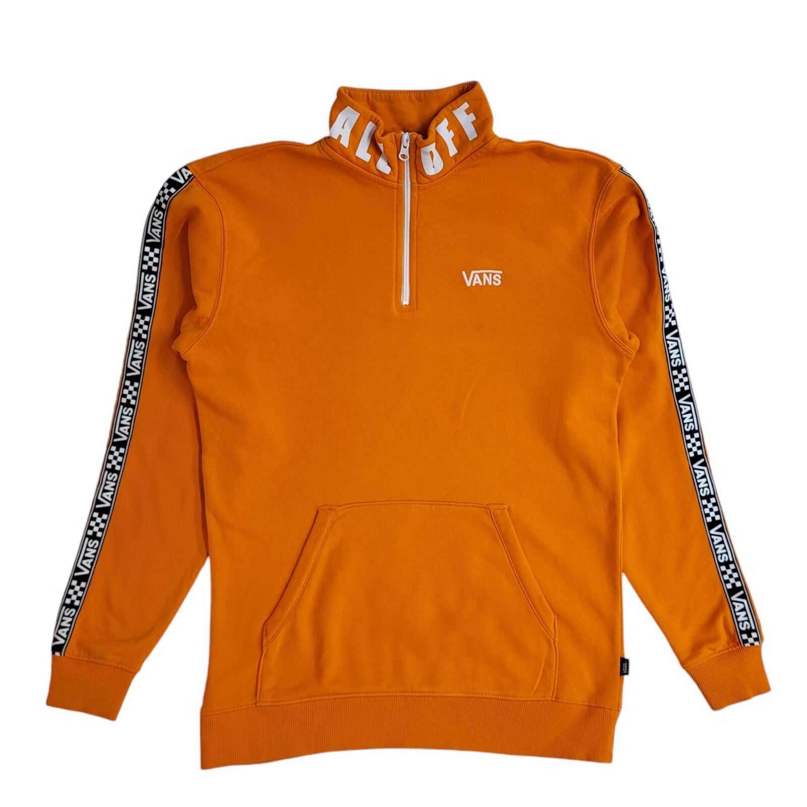 Vans Sweatshirt Off The Wall Orange 1/4 Zip High Neck 90's UK Men's Size S