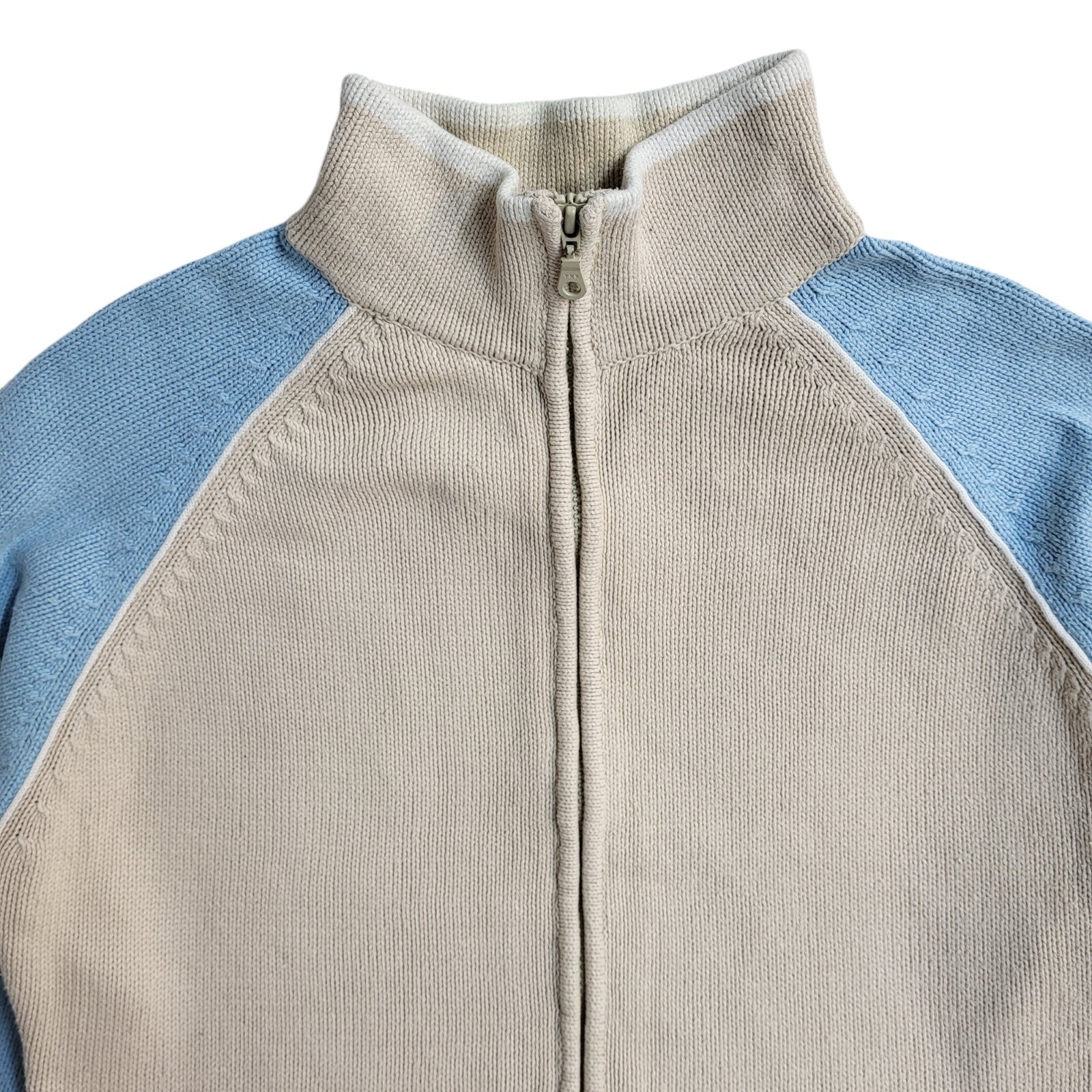 New Look Vintage 90's White & Blue Zipped Cardigan UK Women's Size 18