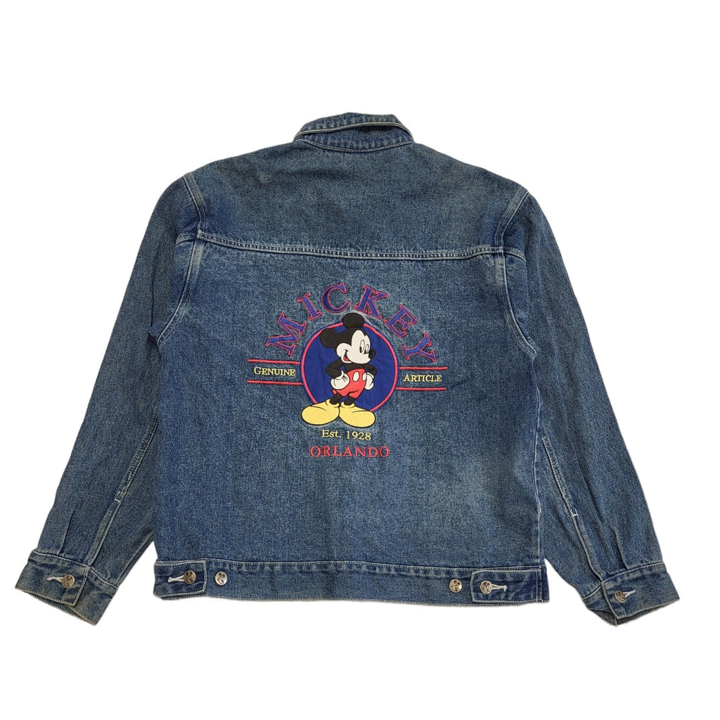 Mickey 90 Dark Blue 90s Vintage Button Denim Jacket Uk Women's Size M