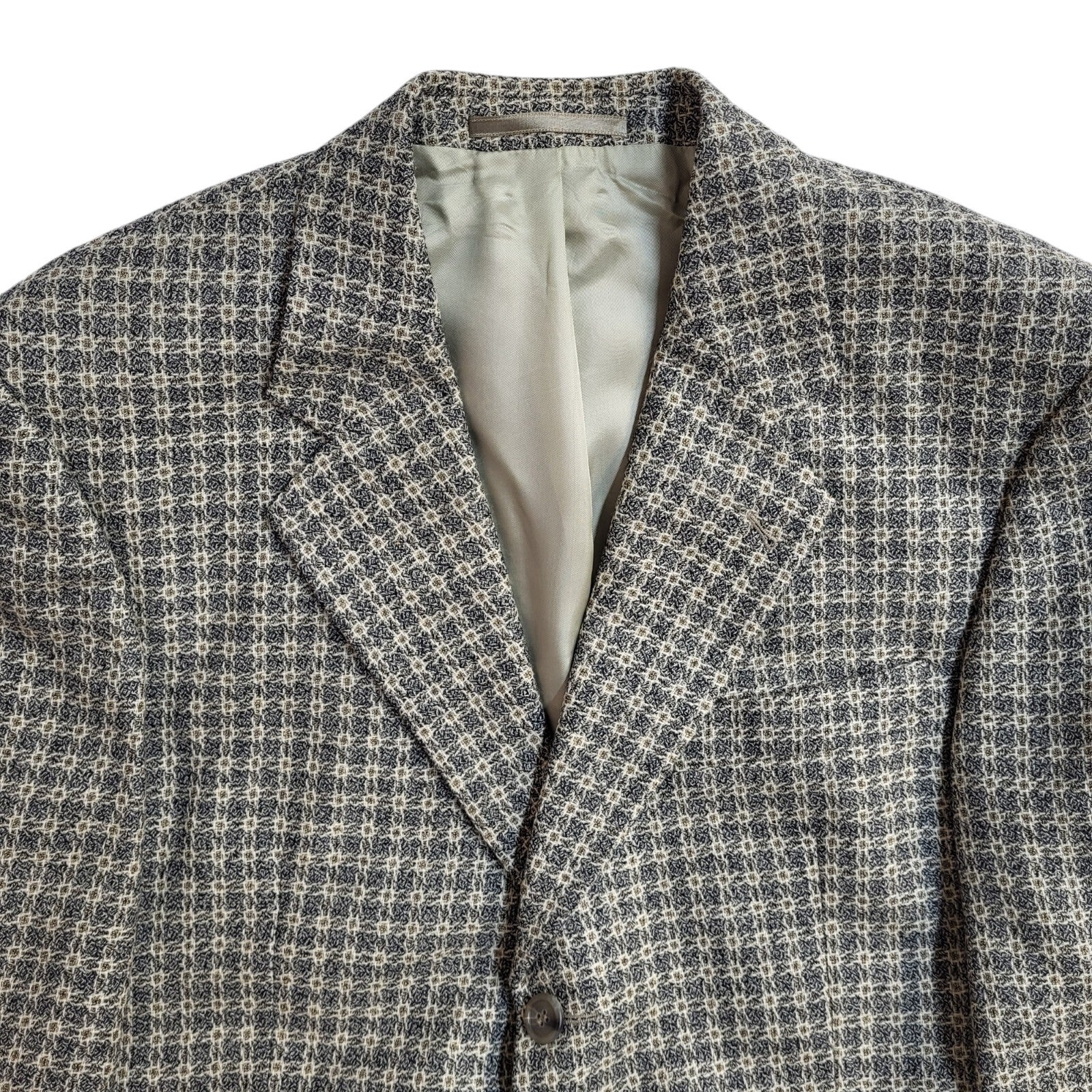Bonacelli 90s Button Grey  & Beige Vintage Suit Blazer Jacket Men's Size M