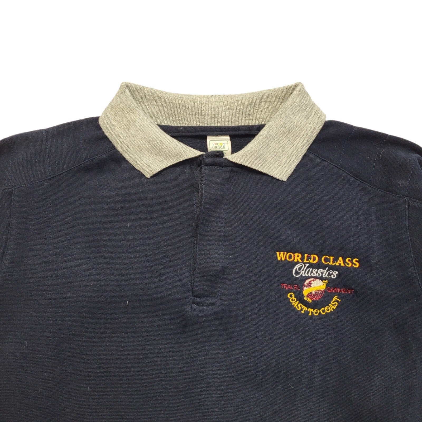 Young Canda Vintage 80s  Blue Collared 1/4 Button Sweatshirt Age 16-17 Years