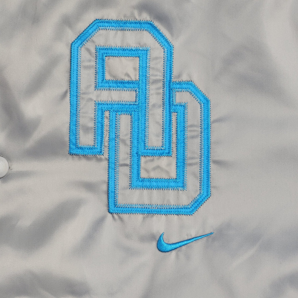 Nike Grey & Blue Snap Fasten Windbreaker Y2K Jacket UK Men's Size XXL