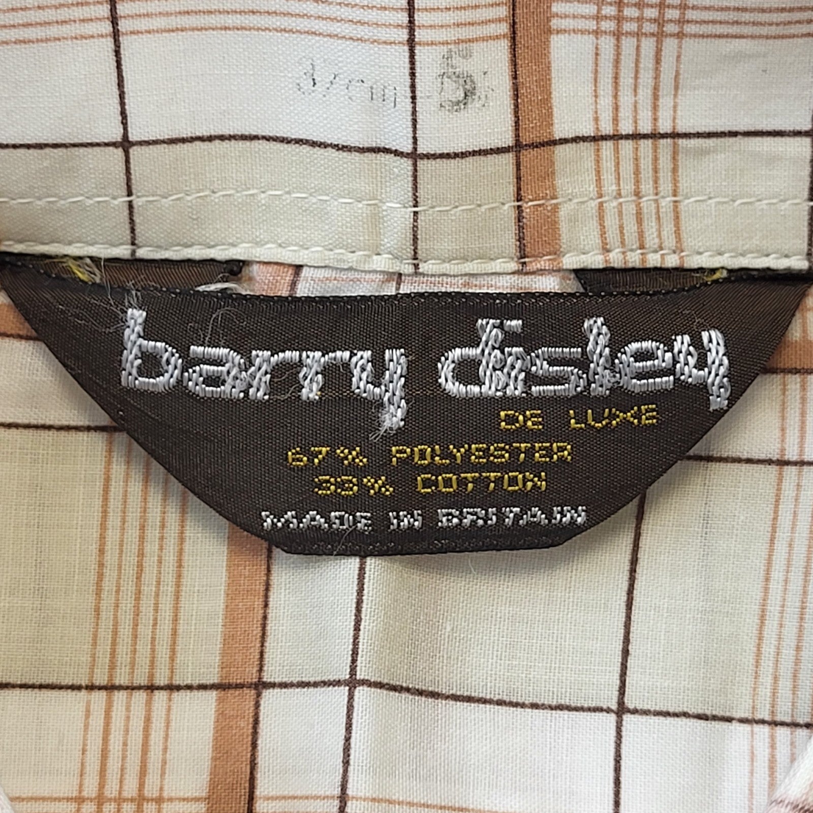 70s Vintage Barry Disley White & Pink Check Short Sleeve Shirt Mens Size S Eu 46