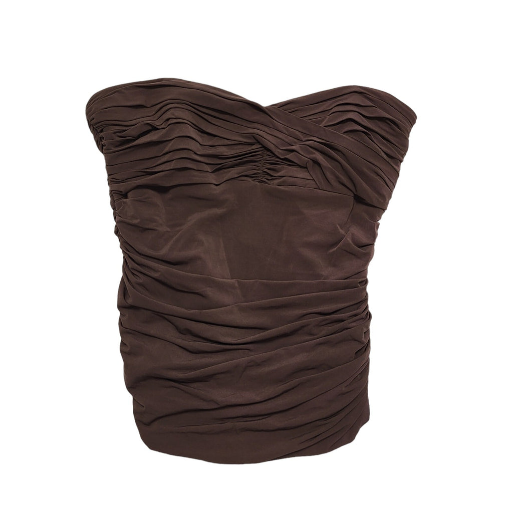 Coast Brown Vintage 90's Ruched Strapless Bandeau Top Womens UK Size 12