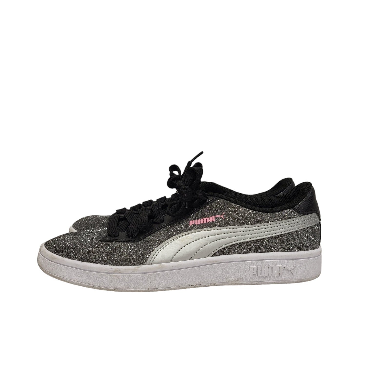 Puma Smash v2 Glitz Glam Jr 367377 Silver Women's Trainers Uk 4.5