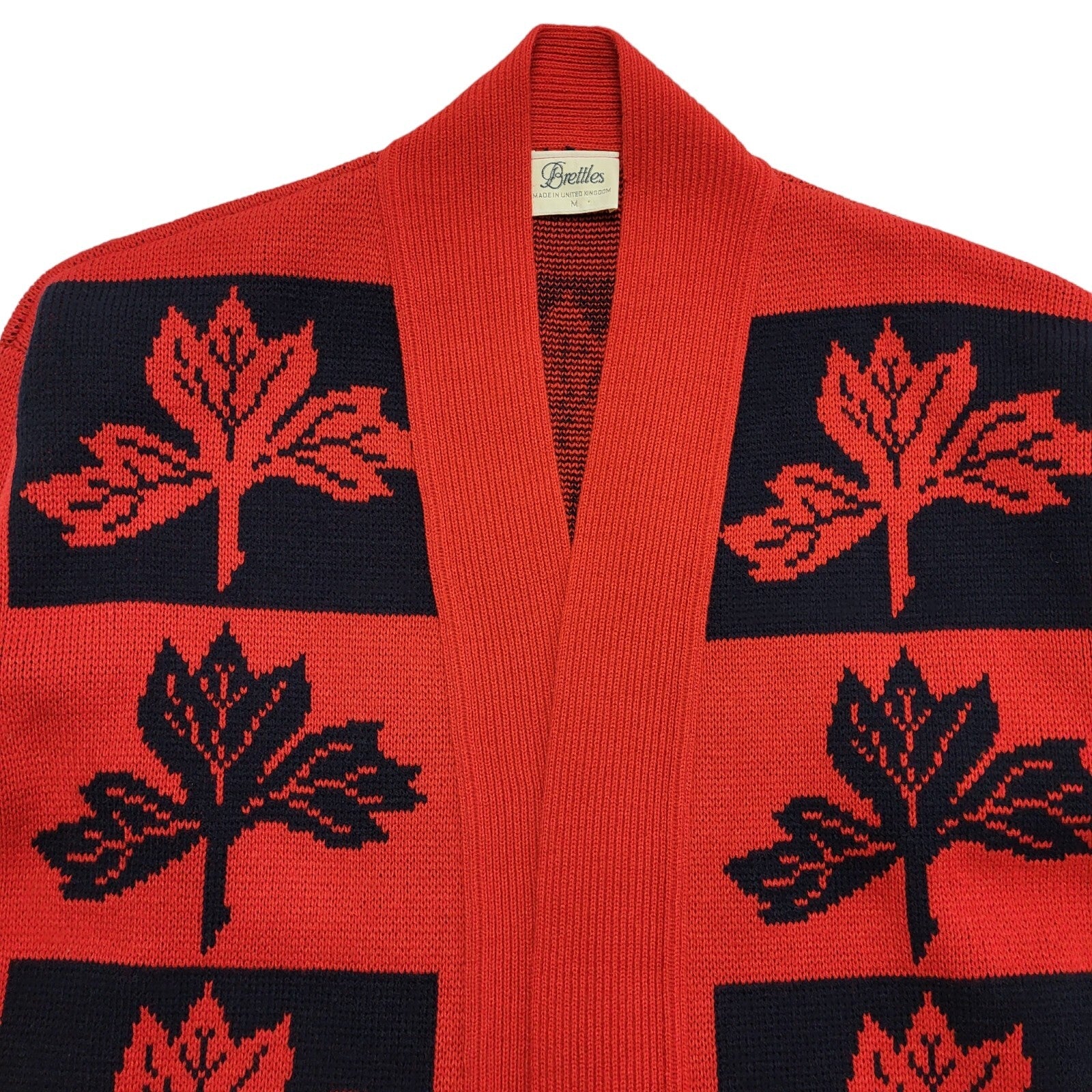Brettles 90s Vintage Red & Black Open Front Cardigan Uk Women's Size M