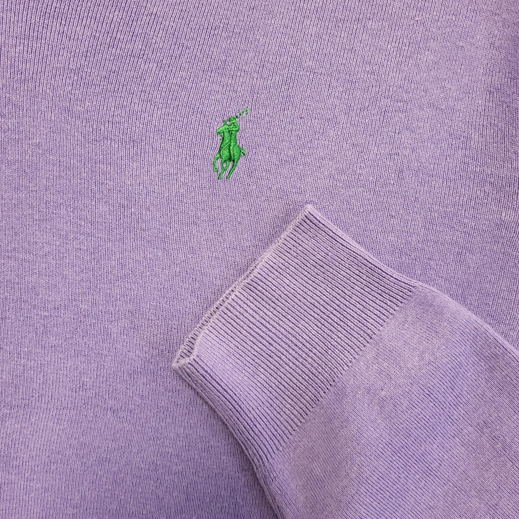 Polo Ralph Lauren Purple V-Neck Jumper Uk Men's Size Small