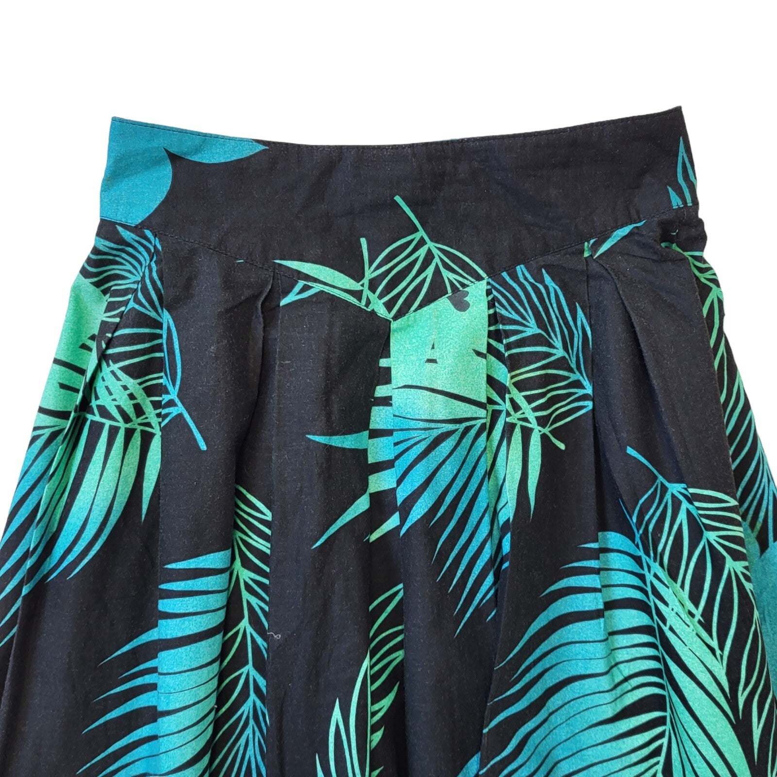 Paulls 80's Vintage Green Black Leaf Print Skirt Women's Size 10 W24
