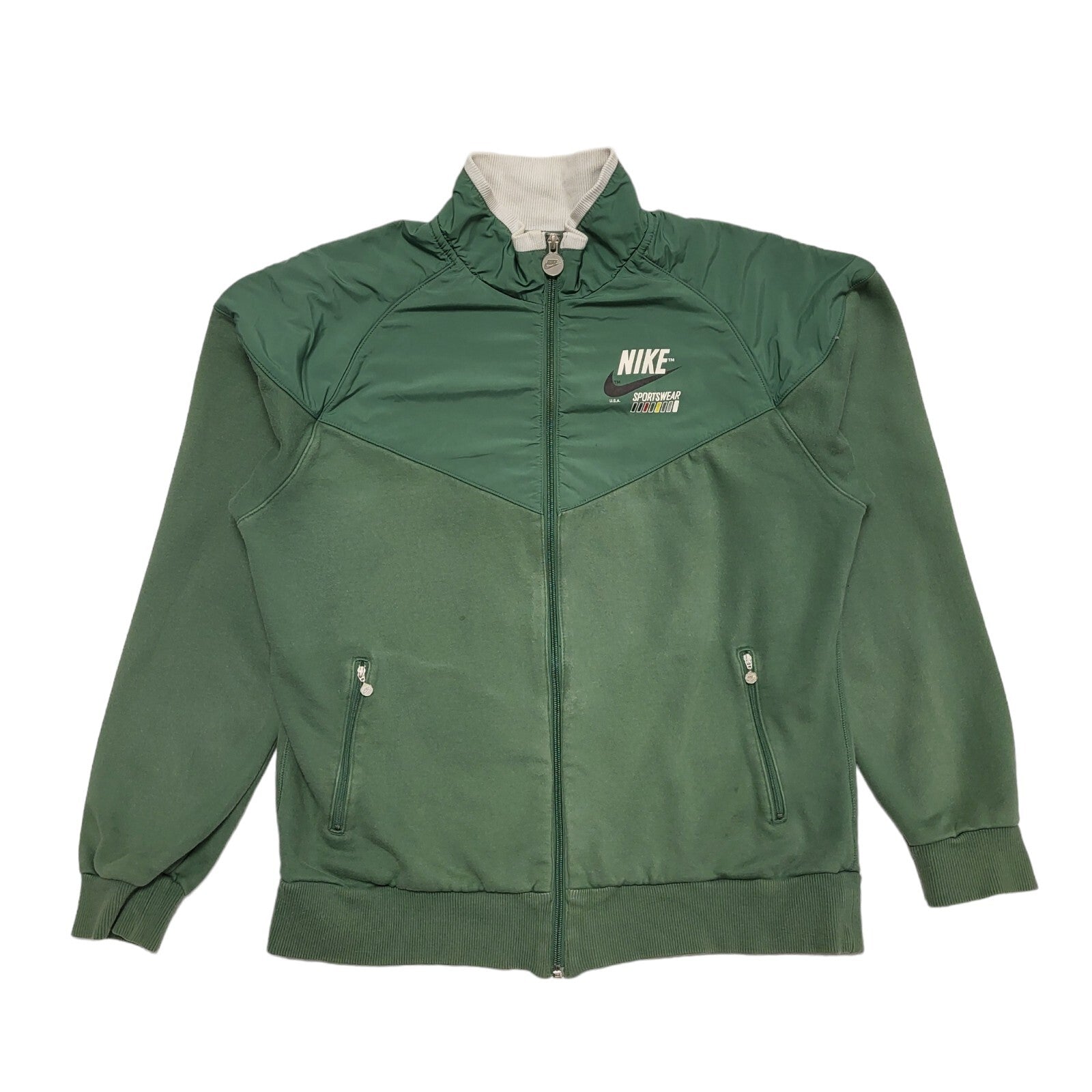 Nike Vintage Y2K Green Full Zip Sports Track Jacket Mens UK L