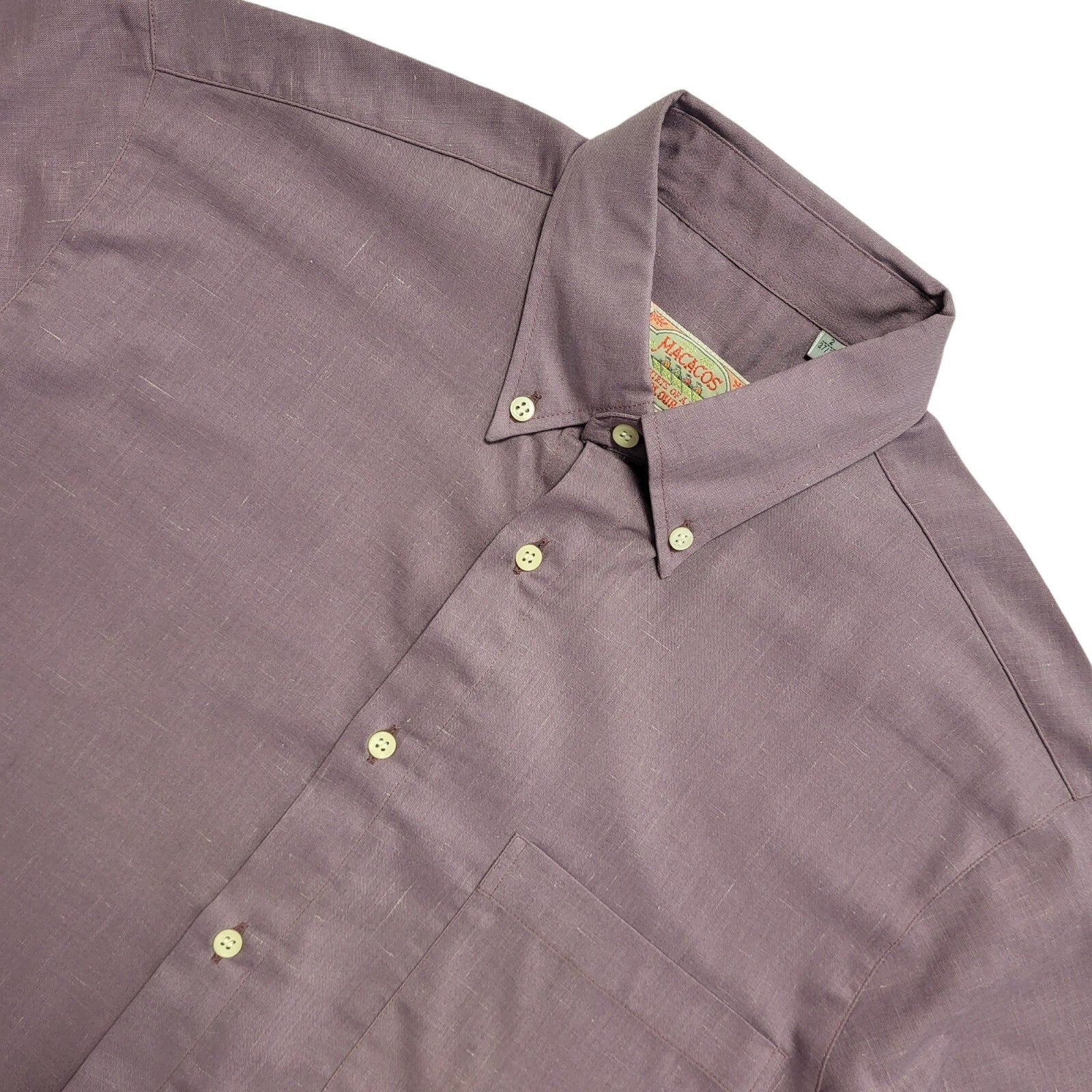 Macacos Vintage 90's Purple Short Sleeve Shirt Mens UK Size M