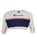 Champion Vintage 90's White & Blue Cropped Sweatshirt Womens UK Size S