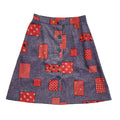 Lanz 70s Red & Blue Patchwork Button A-Line Knee Length Skirt Women's UK 8 W26