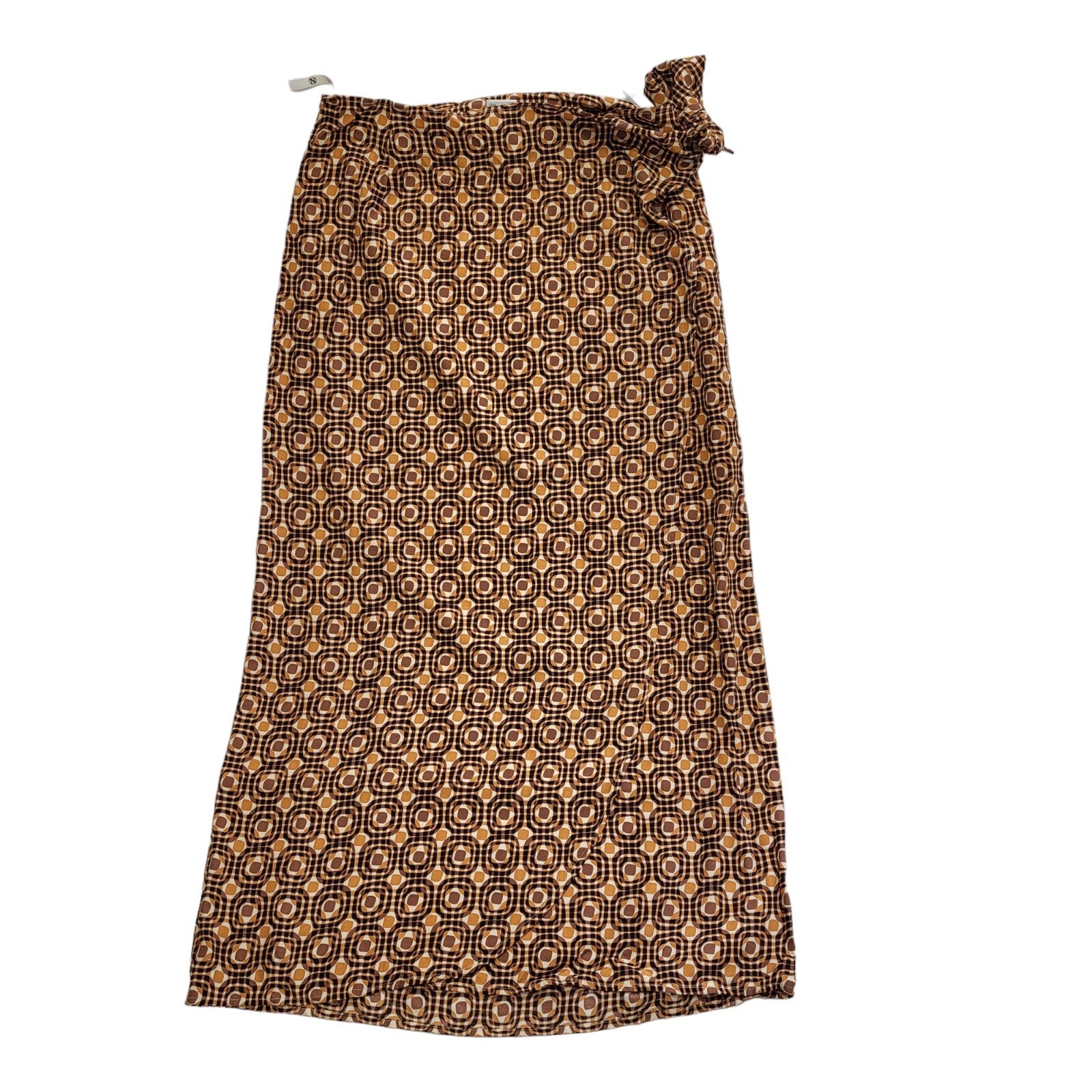 Next Vintage 80's Brown & Orange Retro Wrap Skirt Womens UK Size 14 W32
