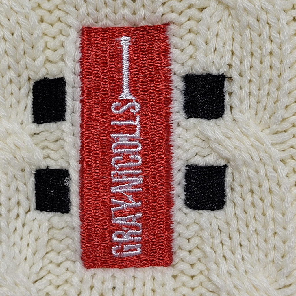 Grey Nicolls Vintage 80's Cricket Cream V-Neck Knitted Jumper Mens UK Size XS
