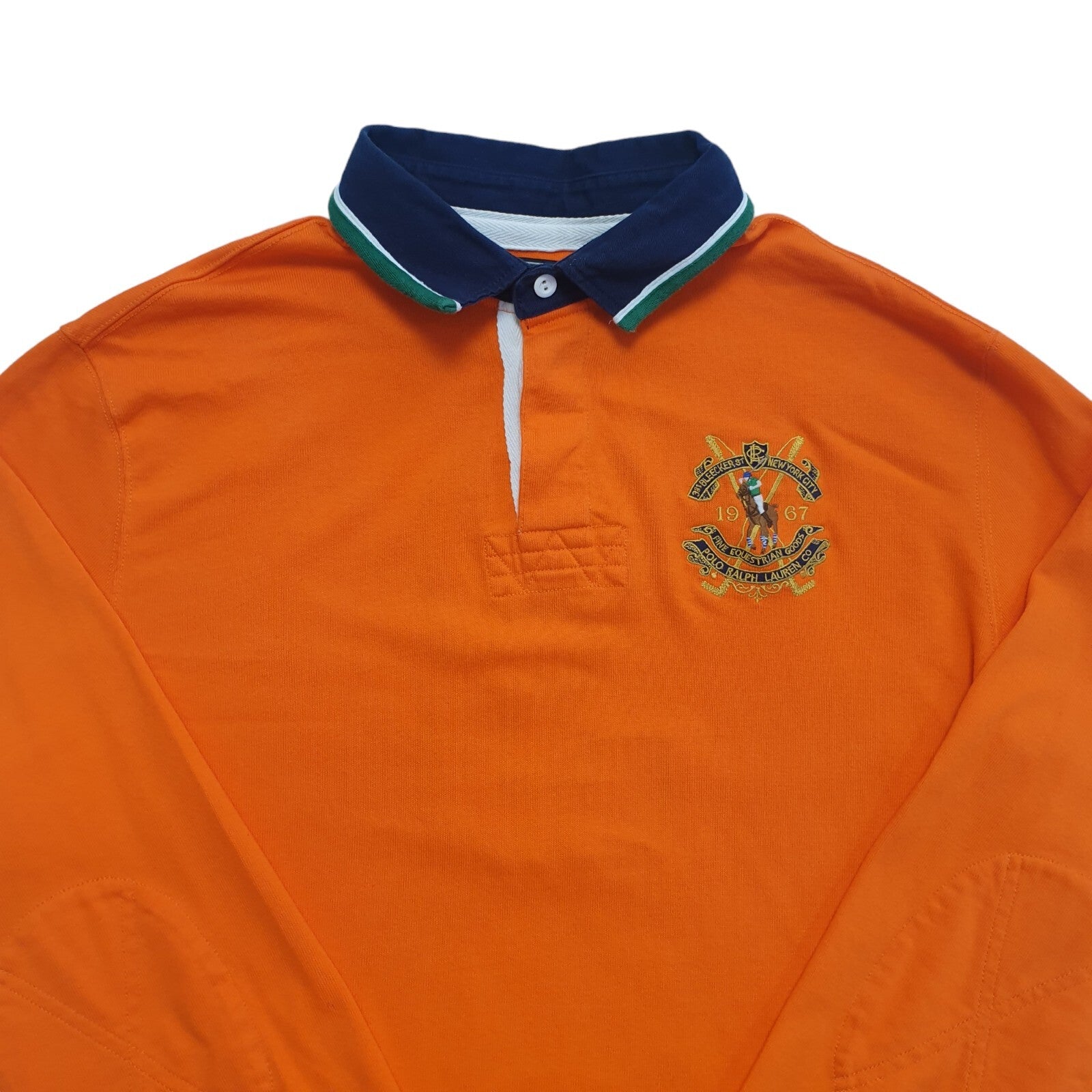 Polo Ralph Lauren Y2K Orange Long Sleeve Polo Top Shirt Men's Size XL