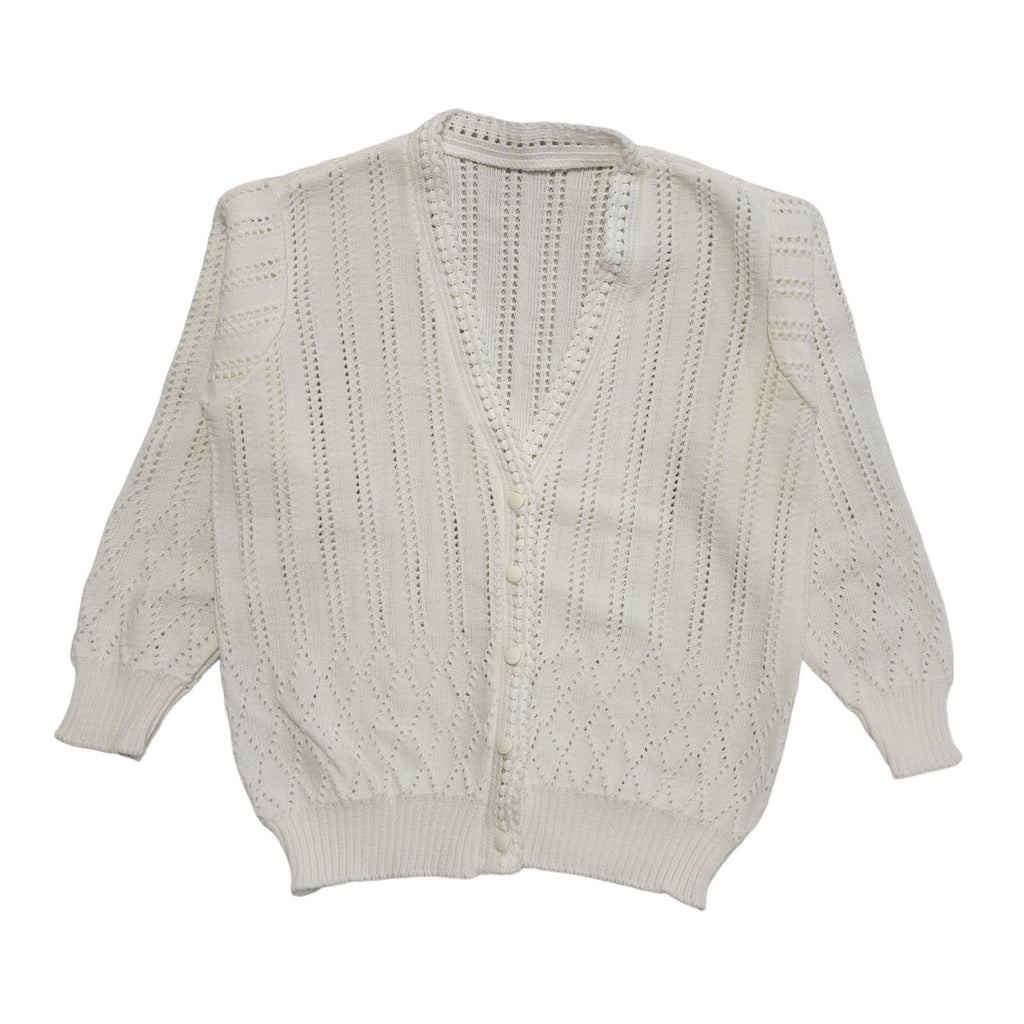 Vintage 90's White Button Front Long Sleeve Cardigan Womens UK 14