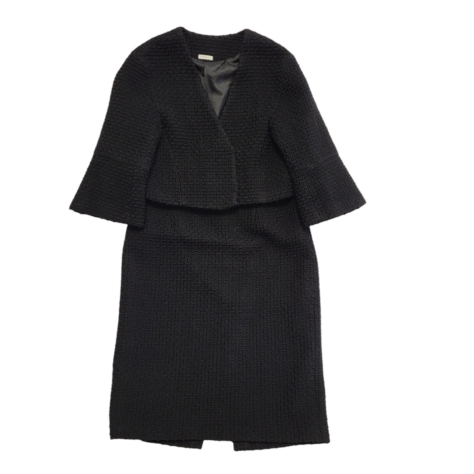 E-Basics 90s Vintage Black 2 Piece Skirt Suit Uk Women's Size 16 W34