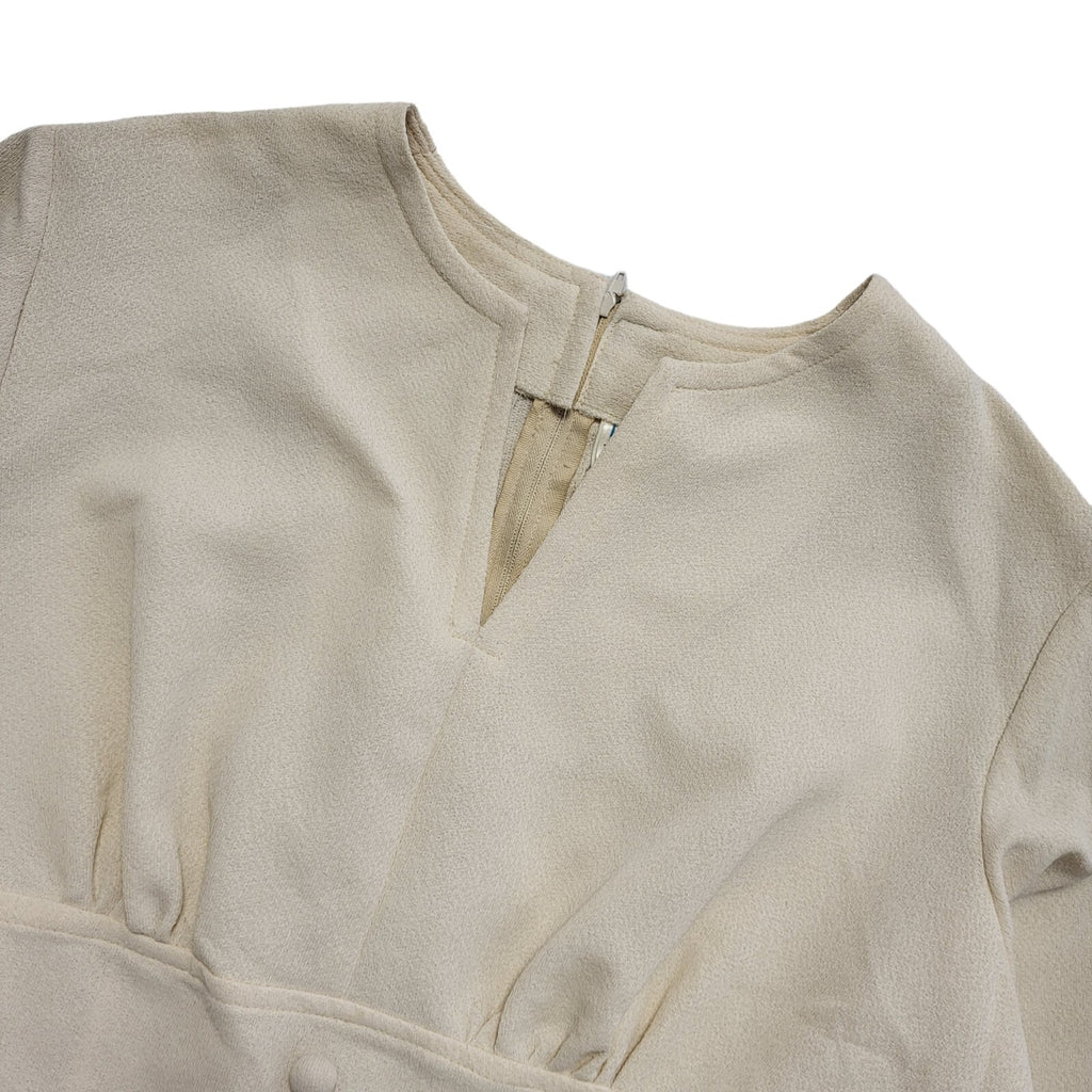 70s Vintage Devonshire Lady Cream Long Sleeved Fit t& Flare Dress Women's 16
