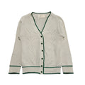 Vintage 80's White & Green Button Up Cardigan UK Womens Size XS