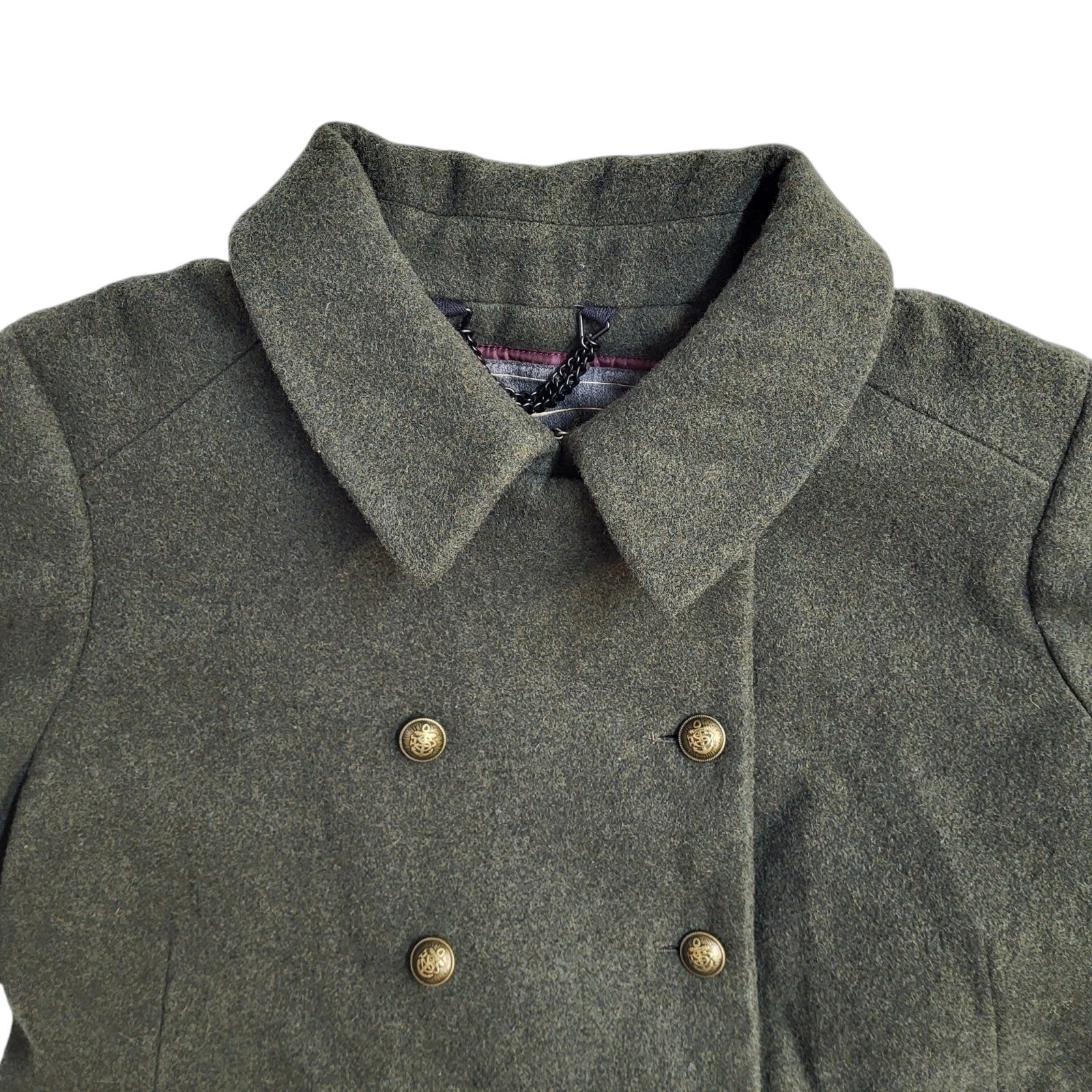 Superdry Vintage Y2k Green Collared Button Front Coat Women's UK L