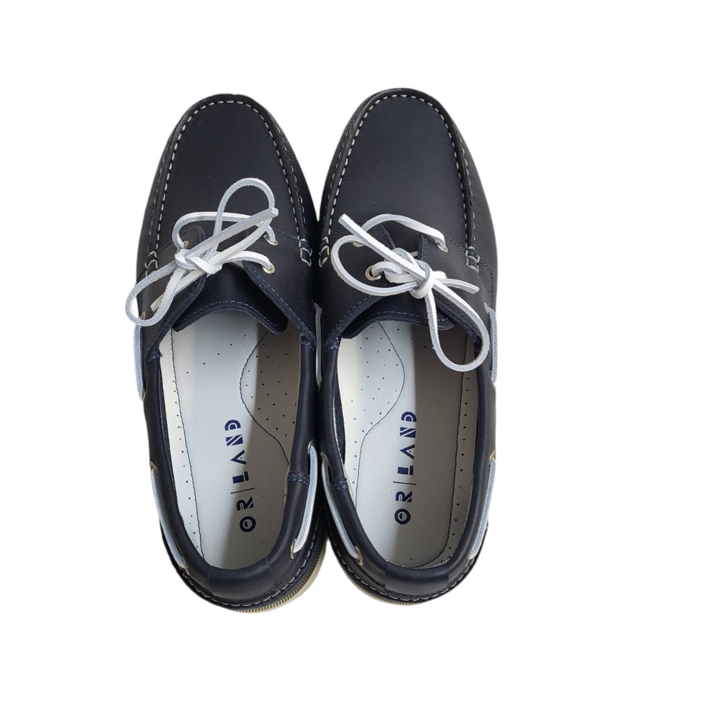 Orland Navy Blue Lace-Up Leather Shoes Uk Men's Size 9.5