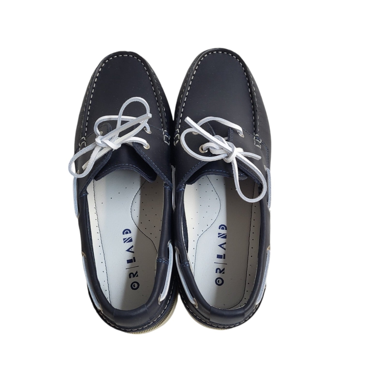 Orland Navy Blue Lace-Up Leather Shoes Uk Men's Size 9.5