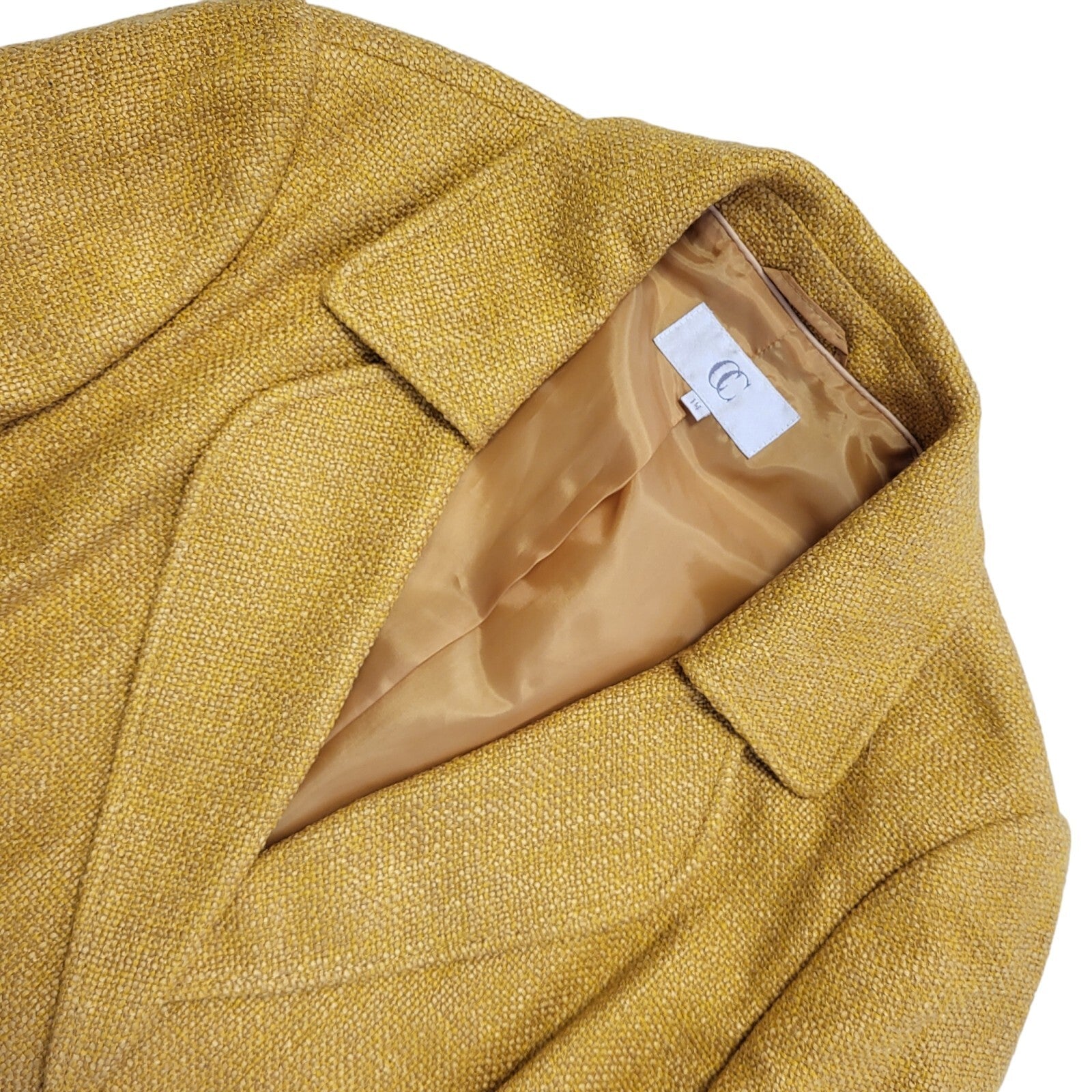 CC Vintage 90s Yellow Viscose Blend Jacket Uk Women's Size 14