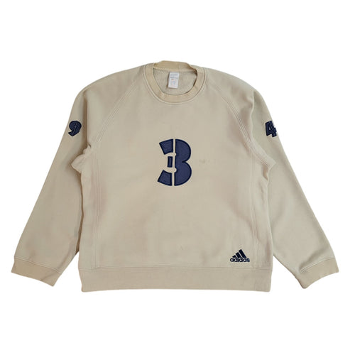 Adidas Sweatshirt Beige Crew Neck 90's Vintage UK Men's Size L