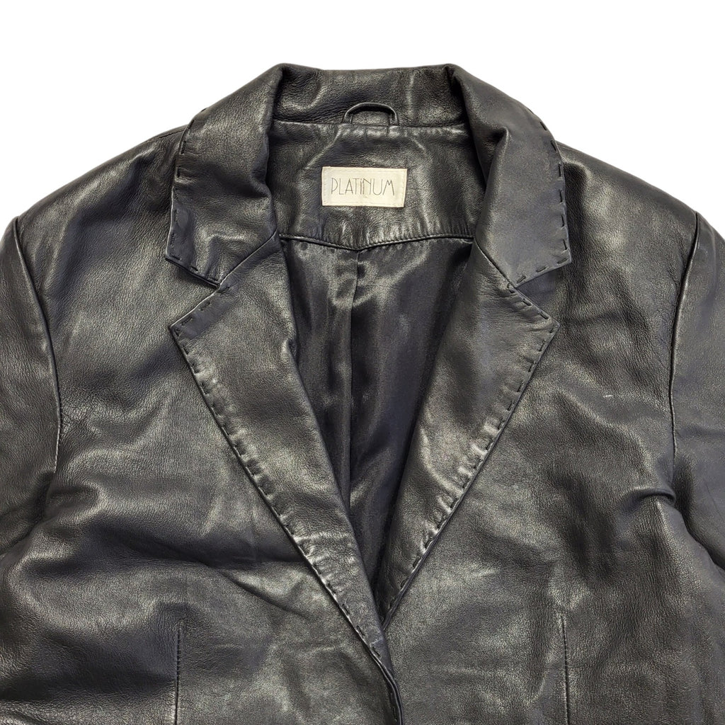 Platinum Vintage 80s Black Leather Jacket Uk Women's Size Large