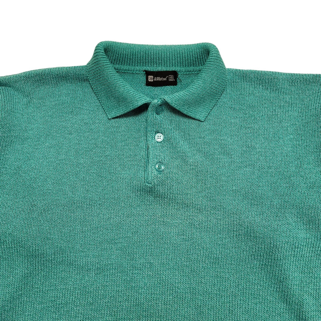 St Michael 80's Teal Collared Knit Jumper UK Women's Size 10