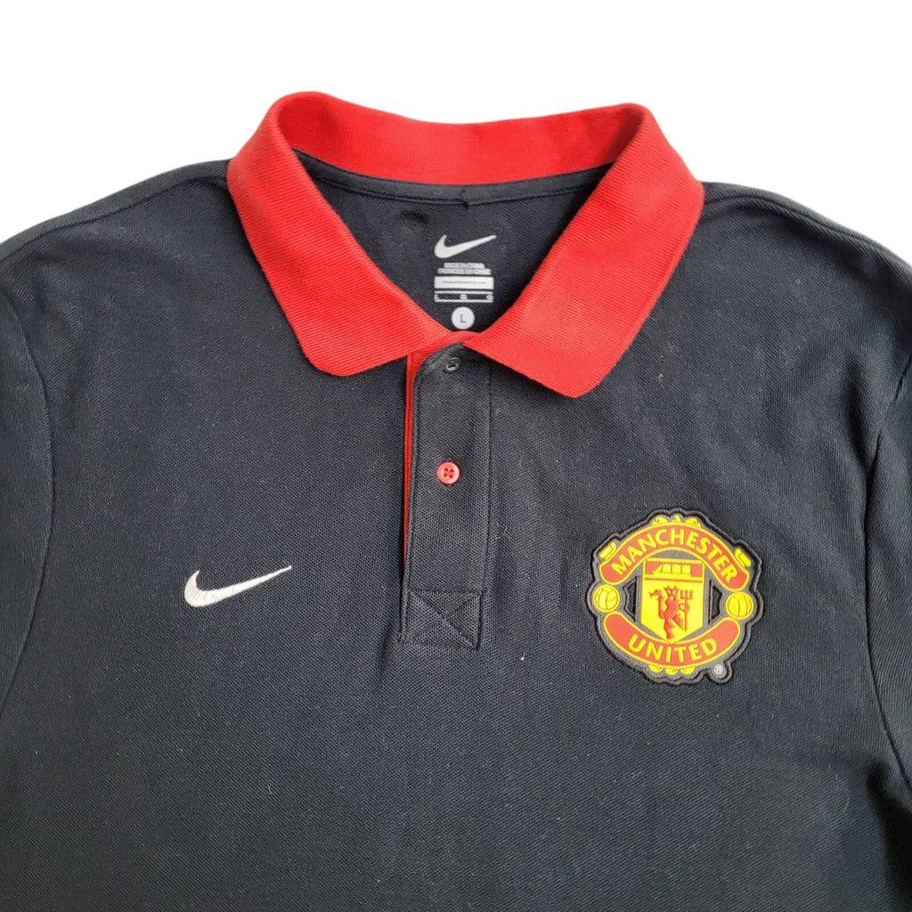 Nike 90s Black Manchester United Short Sleeve Sports Polo Shirt Men's Size L
