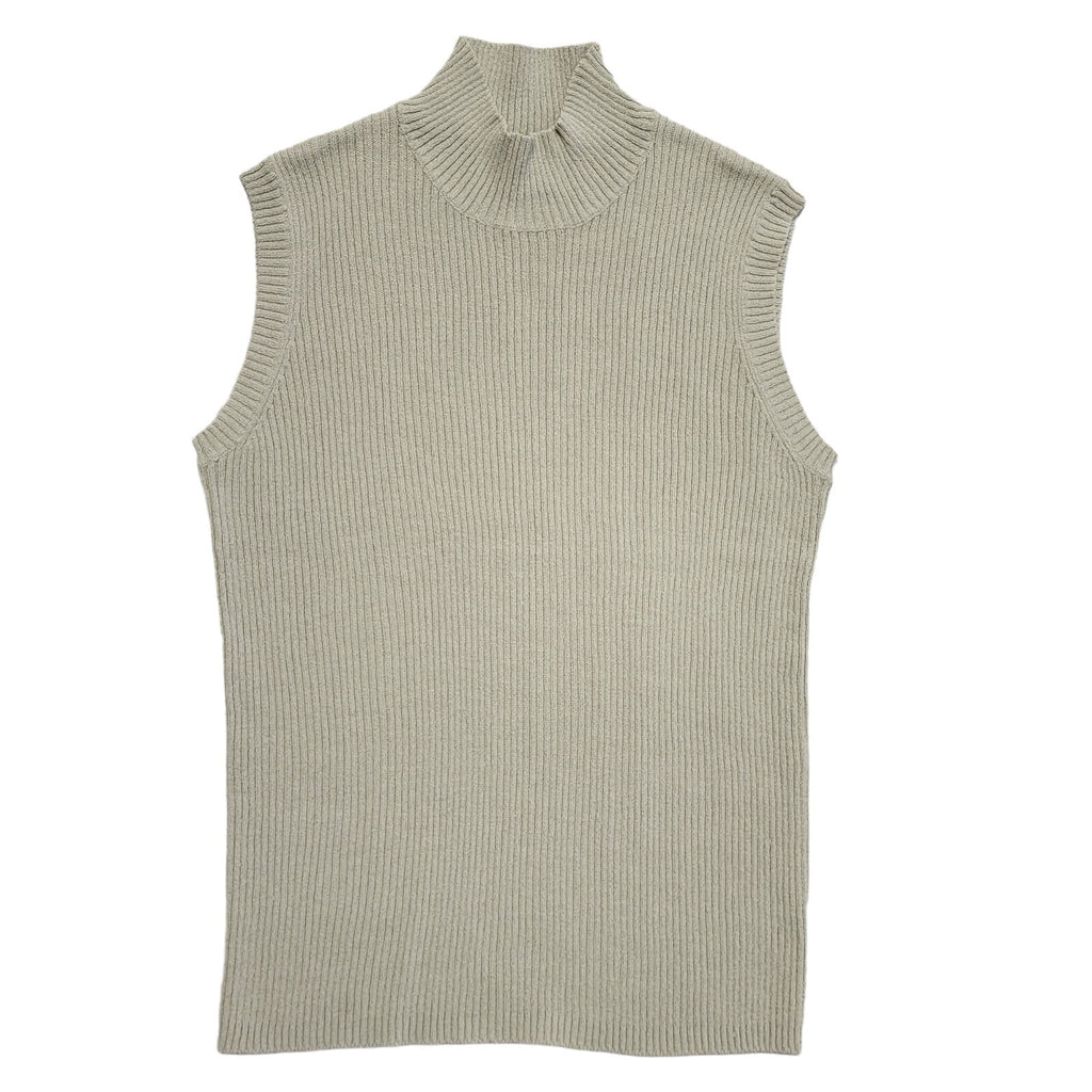 Play Y2K Beige High Neck Sleeveless Tank Top Womens UK Size M