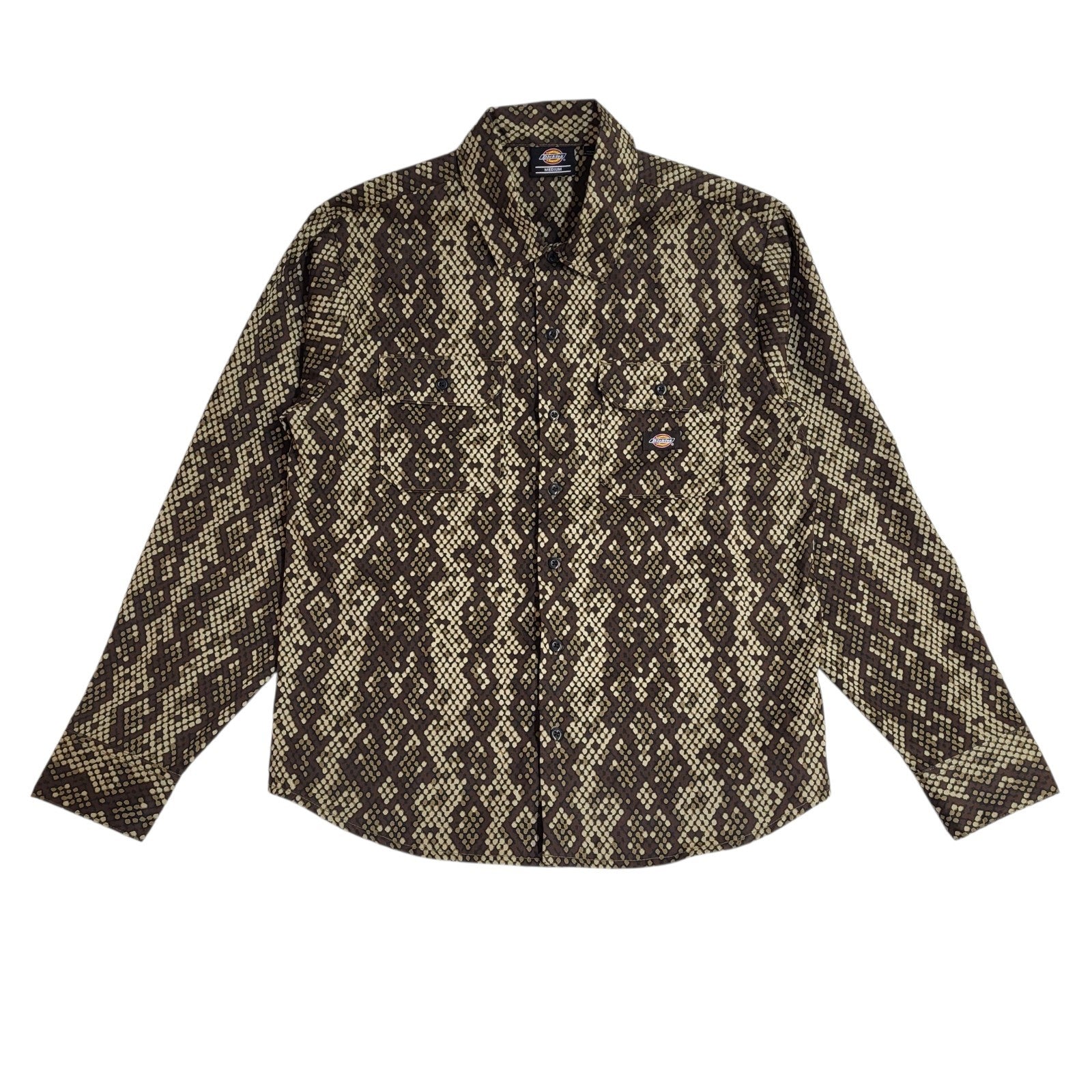 Dickies Y2k Brown Geometric Long Sleeve Shirt Men's UK Size M