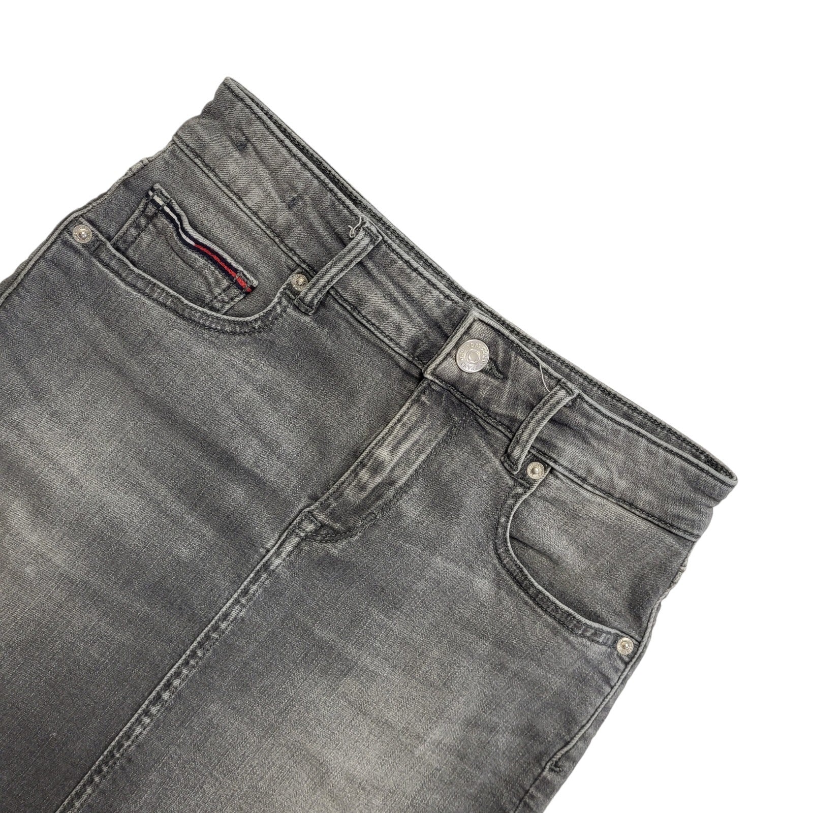Tommy Hilfiger Vintage 90's Grey Short Denim Skirt Womens UK 6-8 W25