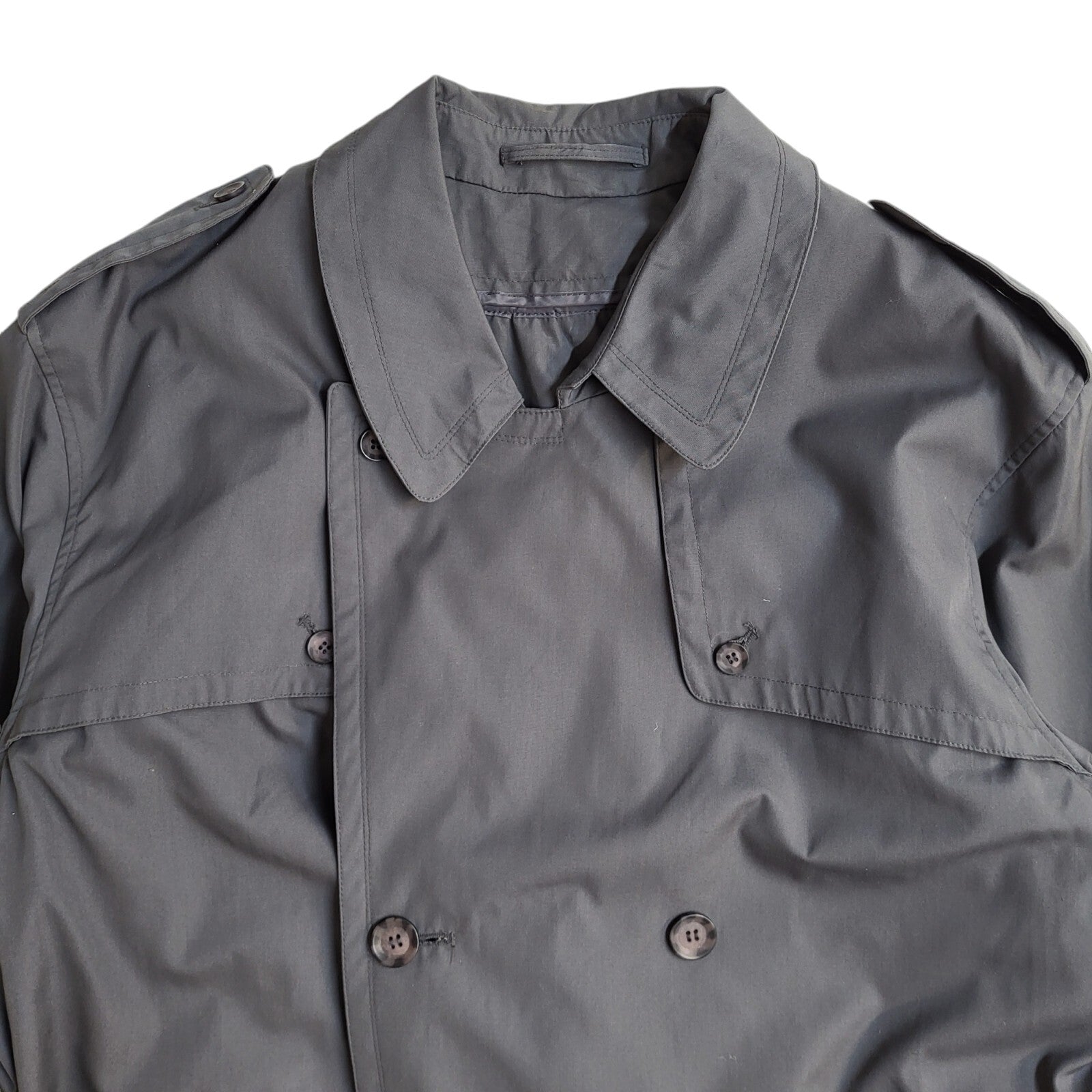 C&A Vintage 80s Grey Button-Up Overcoat Uk Men's Size Large