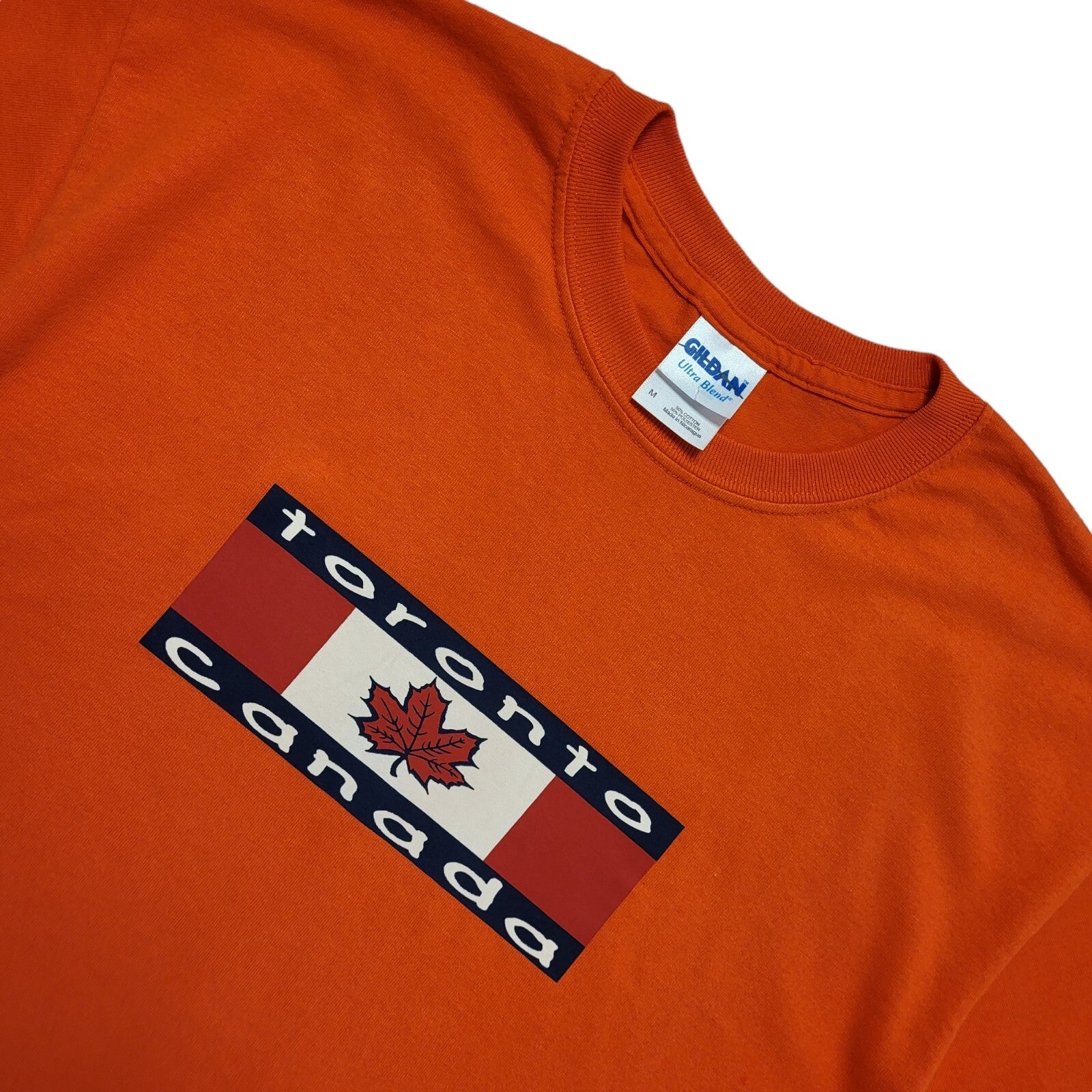 Canada Toronto Gildan Orange Vintage 90s Short Sleeve T-Shirt Uk Men's M