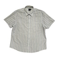 BHS 90's White, Grey & Blue Short Sleeve Striped Shirt Men's UK Size XL