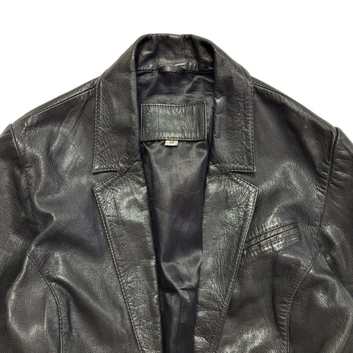90s Vintage Black One Button Leather Jacket Uk Women's Size 10