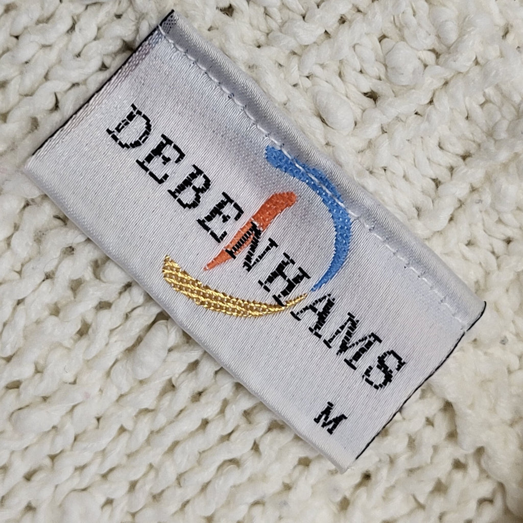 Debenhams 80s Vintage White Acrylic Round Neck Jumper Uk Women's Size Medium