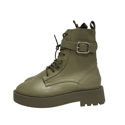 Asos Design Alix Chunky Lace Up Khaki Ankle Lace Up Boots Uk 6
