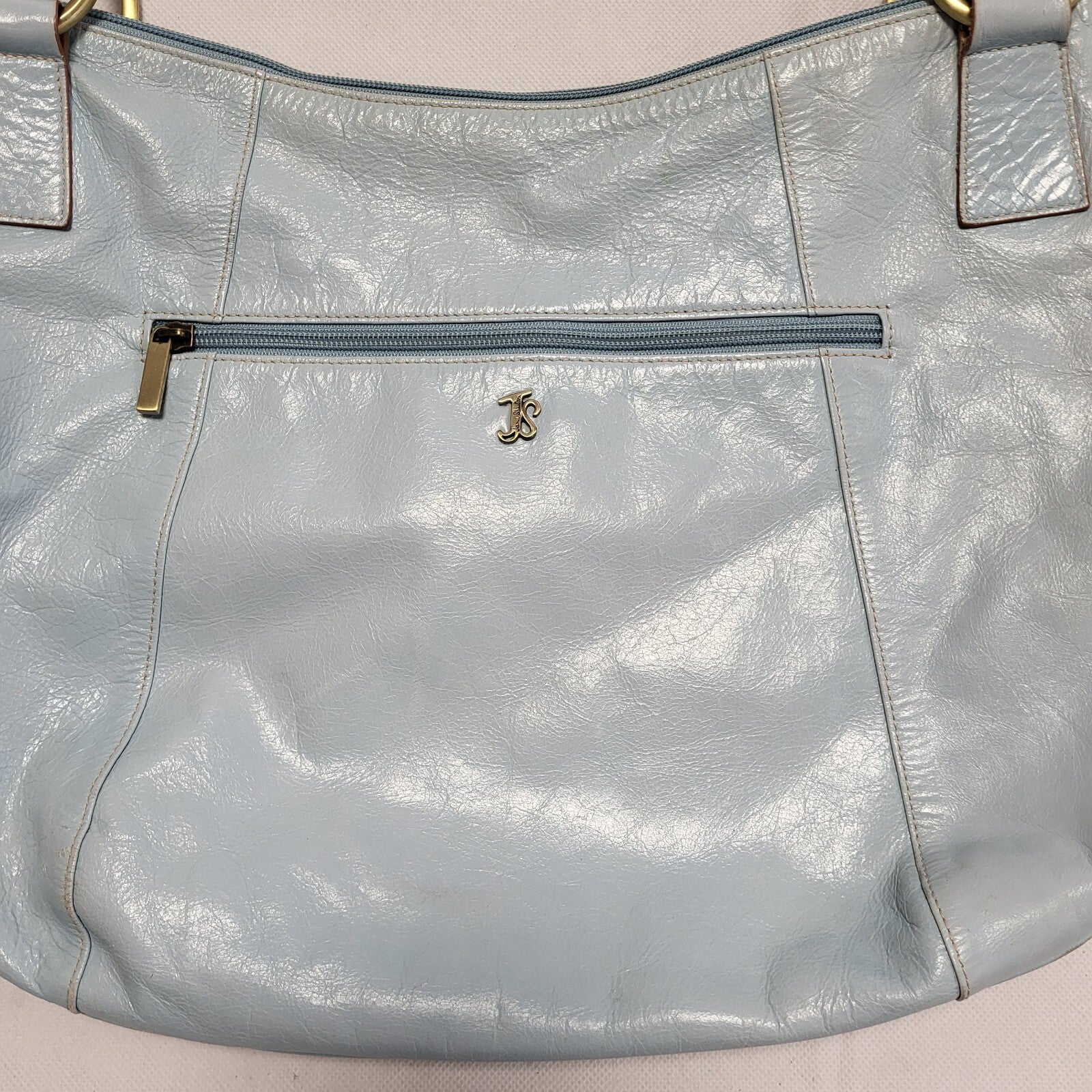 Jane Shilton Blue Leather Shoulder Hand Bag Uk Women's Size 15.5" x 12.5"