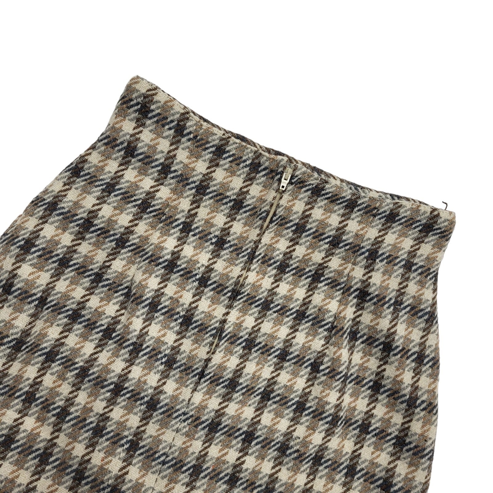 Dorothy Perkins 80s Vintage Beige Check Pencil Skirt Uk Women's Size 10 W28