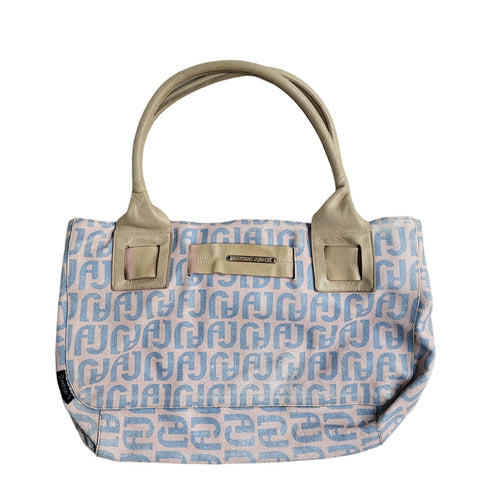 Armani Jeans Blue & Pink Leather Top Handle Shoulder Bag Women's 15" x 8.5"